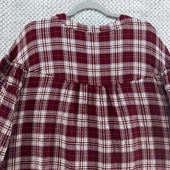 Lane Bryant Top Womens 22 Plus Burgundy Plaid Textured V-Neck Fall New - Picture 7 of 14